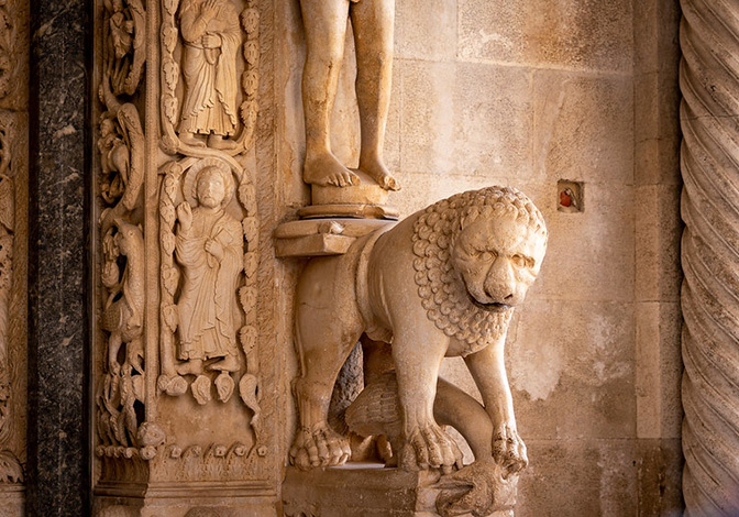 statue in front of the church